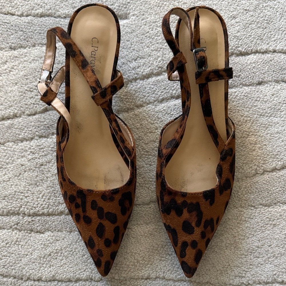Leopard print kitten heels